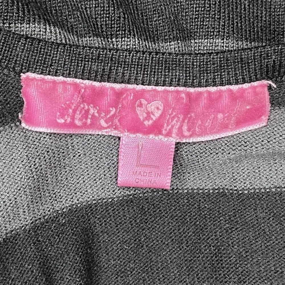 Derek Heart Y2K Sweater Womens L Black Gray Striped Long Dark Academia - Picture 7 of 8